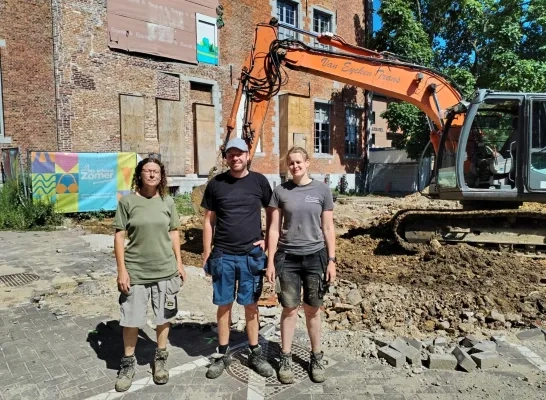 Archeologen aan het werk in Halle 