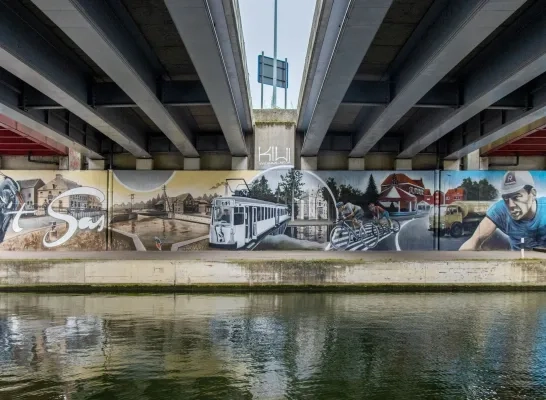 Muurschildering Kampenhout-Sas doet denken aan het gehucht van weleer