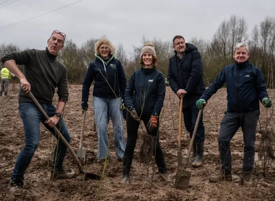 150 medewerkers van AG Insurance planten 4.000 bomen aan, grenzend aan het Hallerbos