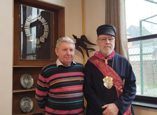 Paul Van de Velde en Leo Linten bij de zilveren koningsbreuk