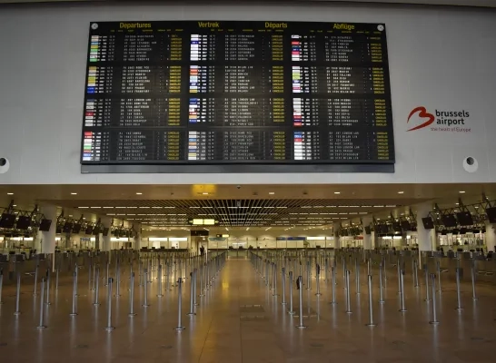 De lege vertrekhal op Brussels Airport