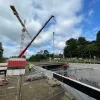 Werken aan de nieuwe Carsoelbrug in Ukkel